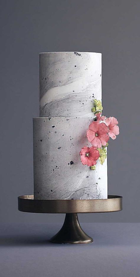 79 wedding cakes that are really pretty! - Wedding hairstyles | Wedding makeup | Nail Art Designs Concrete Wedding Cake, Hexagon Wedding Cake, Concrete Cake, Cakes Pretty, Textured Wedding Cakes, Painted Wedding Cake, Hexagon Wedding, Pretty Wedding Cakes, Wedding Cake Pictures