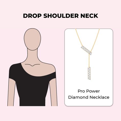 As drop-shoulder dresses mean to be asymmetrical, the trick is to go as the neckline goes. Choose an asymmetrical necklace. An angular, abstract motif or design would be the best-suited necklace for your off-shoulder top or dress. We suggest something like our Pro Power Diamond Necklace. Gold, diamond and a perfect pair up with your neckline – what else do you need? Necklace For Asymmetrical Neckline, Asymmetric Necklace, Necklace Gold Diamond, Diamond Necklace Gold, Drop Shoulder Dress, Fashionable Saree, Asymmetrical Necklace, Different Necklines, Flamboyant Natural