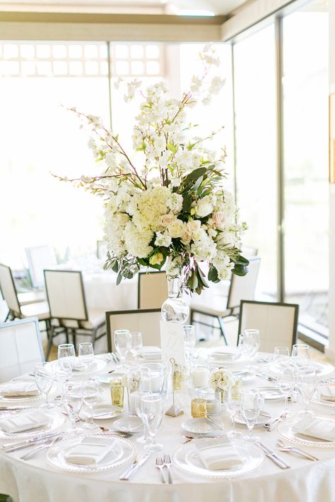 Hydrangea wedding centerpiece | Photography: Chard - http://www.chardphoto.com/blog/ Tropical Reception, White Wedding Centerpieces, Tall Glass Vases, Tall Centerpiece, Tall Wedding Centerpieces, Cheap Wedding Flowers, Hydrangeas Wedding, Wedding Floral Centerpieces, Tall Centerpieces