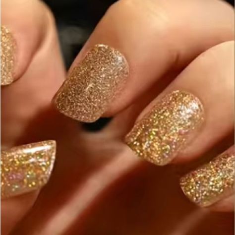 New Acrylic Gold Glitter Nails Size: Short Soft Square Comes With 24 Nails, To Ensure Fit Nails Only I Have More Colors Available Check Out My Closet Kiss Press On Nails, Nails Size, Gold Glitter Nails, Fantasy Nails, Golden Egg, La Colors, Nails Only, Gold Flecks, Nail Sizes