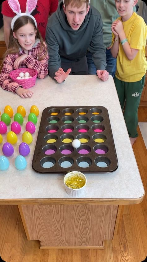 The Easter Muffin Tin Game! 🧁 #reels #games #challenge #easter #easteregghunt #eastersunday @cadburyusa | Instagram Muffin Tin Game, Muffin Tin Christmas Game, Ping Pong Muffin Tin Game, Ping Pong Ball Muffin Tin Game, Funny Games For Groups, Family Night Activities, Gift Games, Christmas Party Games For Kids, Easter Games For Kids