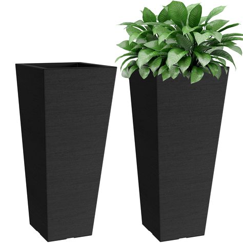 Oversized Planters, Front Door Plants, Large Outdoor Planters, Black Planters, Planting Pots, Tall Planters, Outdoor Planter, Pot Sets, Garden Trees