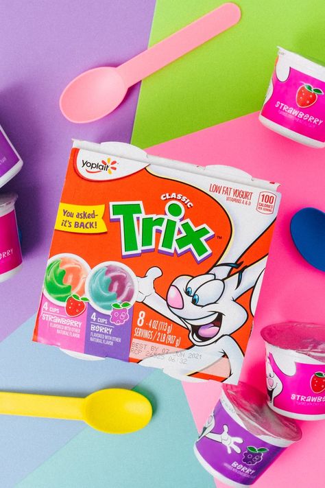 Trix Yogurt Is Making a 2021 Comeback — Where to Buy It Now Trix Yogurt, Stuffed Recipes, 90s Snacks, Dr Food, Kids Yogurt, Yoplait Yogurt, Berry Yogurt, Kid Hair, Popsugar Food