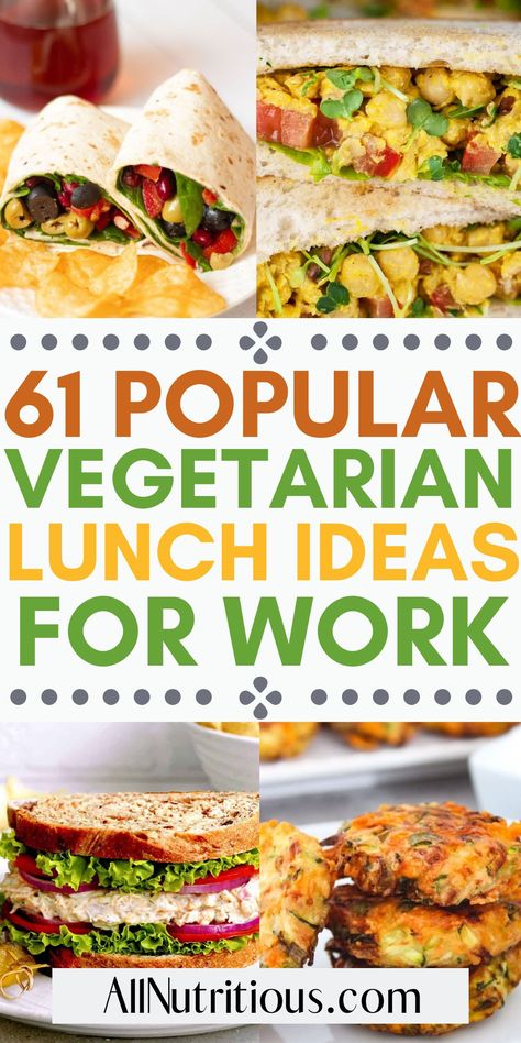 Treat yourself to more delicious vegetarian food. These lunch ideas are perfect to take to work. From salad recipes to sandwiches these healthy recipes will satisfy. Enjoy these easy recipes! Vegetarian Lunch Ideas For Work, Lunch Ideas To Pack, Vegetarian Lunch Ideas, Work Lunch Ideas, Vegetable Lunch, Vegetarian Meal Plan, Easy Vegetarian Lunch, Cold Lunches, Vegetarian Lunch