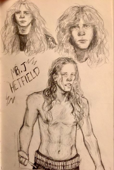 Rockstars Drawing, James Hetfield Fanart, James Hetfield Drawing, Young James Hetfield, Metalhead Drawing, Rockstar Drawing, Metallica Drawing, Metallica Fanart, Rock Sketch