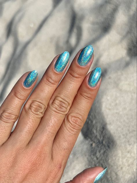 Teal Nails 2023, Aquamarine Blue Nails, Nails For Teal Dress, Prom Nails Teal, Teal Gel Nail Designs, Chrome Teal Nails, Turqiouse Nails, Turquoise Chrome Nails, Turquise Nails