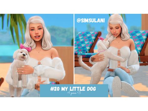 #20 POSE PACK MY LITTLE DOG Sims 4 Pet Pose Pack, Sims 4 Small Dog Poses, Sims 4 Puppy Poses, Sims 4 Dog Poses, Sims 4 Pet Poses, Pet Poses, Sims 4 Couple Poses, Sims Pets, Toddler Poses