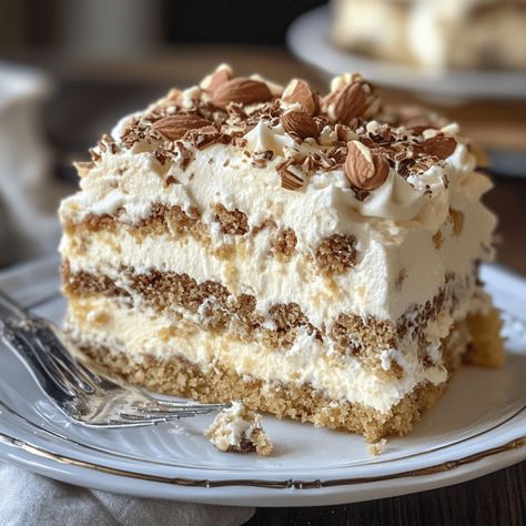 Quick Italian Cream Cake - Forecipes Lunch Casserole, Chocolate And Vanilla Cake, Italian Cream Cakes, Italian Cream, Easy Treat, Cake Lover, Easy Treats, Round Cake Pans, Recipe Images