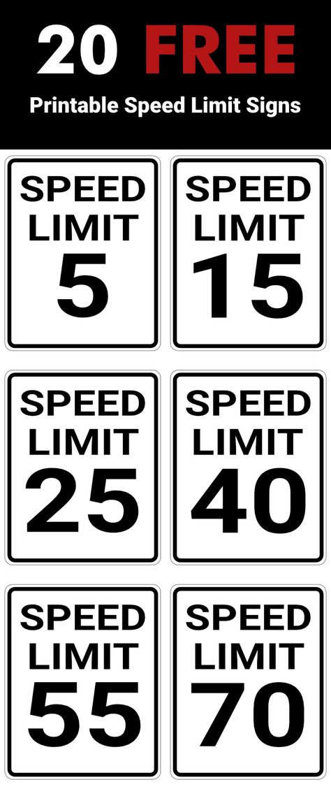 Free printable speed limit signs for speeds from 5 MPH to 100 MPH (in 5 MPH increments). Download them at https://signcastle.com/category/speed-limit/ Speed Limit 2 Free Printable, Speed Limit 55 Birthday Ideas, Speed Limit Birthday, Birthday Banner Ideas, Speed Limit Sign, Bicycle Party, Classic Cars Birthday Party, Speed Limit Signs, Cake Tips