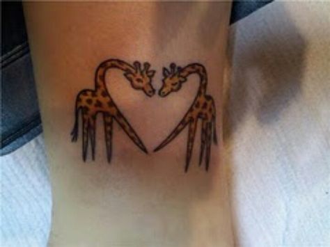 Giraffes Mother And Daughter Tattoos, Giraffe Heart, Mom Daughter Tattoos, Daughter Tattoos, Mother Daughter Tattoos, Time Tattoos, Tattoos For Daughters, Mother And Daughter, Skin Art