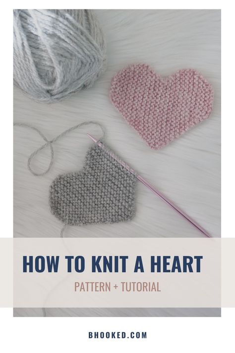 Knit A Heart, Knitted Heart Pattern, Knitting Basics, Knitted Heart, Knitting Paterns, Beginner Knitting Projects, Easy Knitting Patterns, Blanket Knitting Patterns, How To Knit