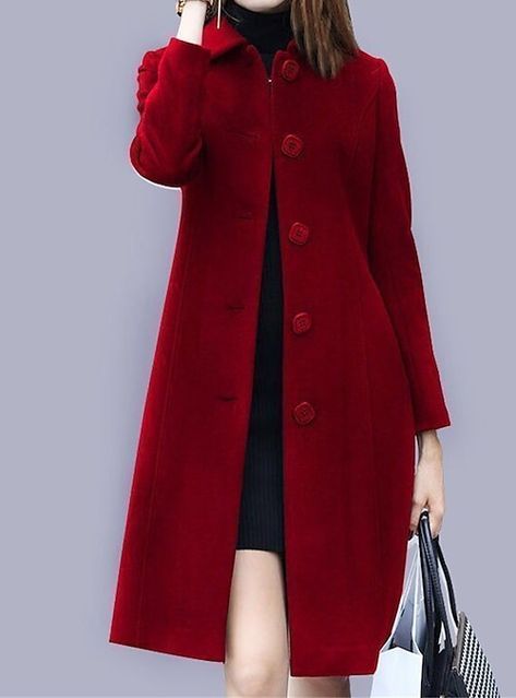 Woolen Coat Woman, Long Peacoat, New Party Dress, Long Winter Coats, Langer Mantel, Women Overcoat, Women Coat, Woolen Coat, Tank Top Camisole