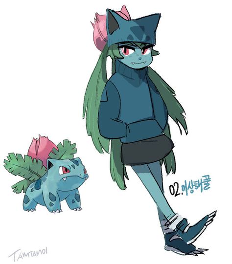 002.Ivysaur by tamtamdi on DeviantArt Dragon Pokemon, Cosplay Pokemon, Doodle Box, Pokemon Human, Pokemon Fashion, Pokemon Human Form, Gijinka Pokemon, Pokemon Dragon, Oc Pokemon