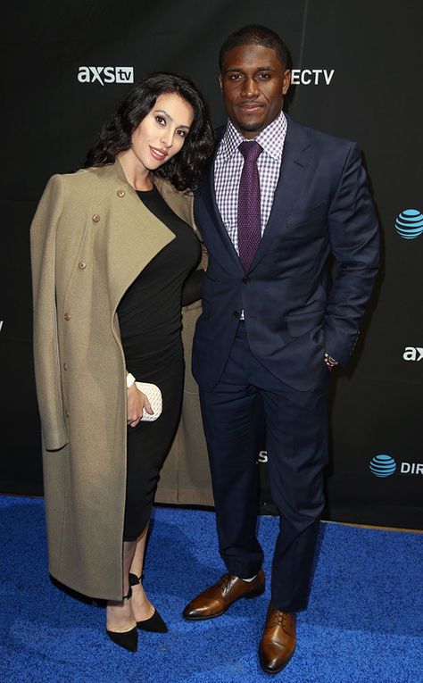 Lilit Avagyan & Reggie Bush from Celebs at Super Bowl 2016  The NFL player is accompanied by his wife at DirecTV's Super Saturday Night, co-hosted by Mark Cuban's AXS TV, at Pier 70 in San Francisco. Black Guy White Girl, Black Man White Girl, Reggie Bush, Men's Business Suits, Black Guy, Super Saturday, Nfl Player, Man In Black, Fun Pics