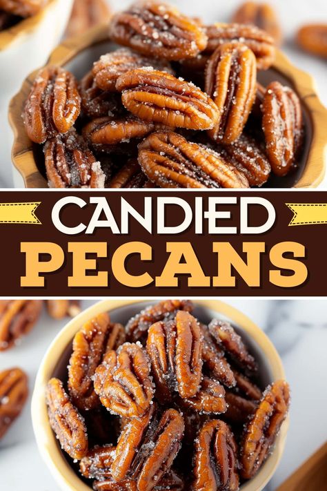 Pecans Candied, Easy Candied Pecans, Candied Pecans Recipe, Roasted Pecans, Pecan Recipes, Candied Pecans, Homemade Snacks, Natural Oil, Sweet Potato Casserole