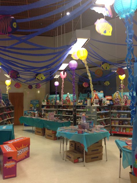 Under The Sea Themed Book Fair, Under The Sea Book Fair, Ocean Display, School Book Fair, Ocean Books, Book Fairs, Fair Theme, Scholastic Book Fair, Class Theme