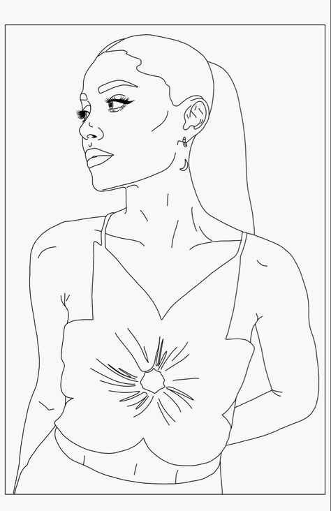 Ariana Grande Coloring Page 2021 Outline Ariana Grande Outline Drawing, Ariana Grande Drawings Easy, Celebrity Coloring Pages, Ariana Grande Coloring Pages, Ariana Grande Line Art, Ariana Grande Sketch, Singer Drawing, Ariana Grande Art, Beer Drawing