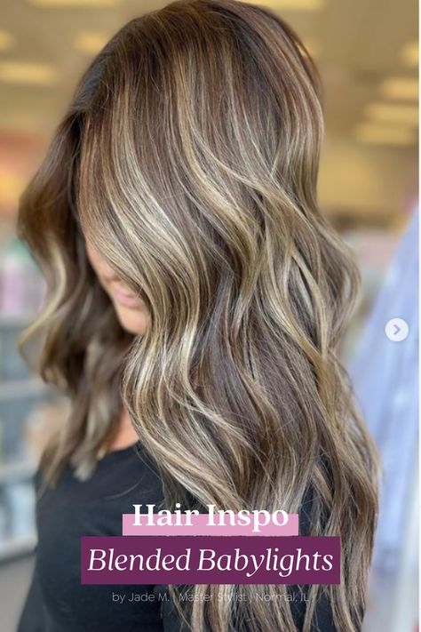 Blended Babylights Brunette, Short Hair Babylights, Bronde Babylights, Brunette Babylights, Babylights Brunette, Light Brown Hair Shades, Babylights Highlights, Light Brown Hair Color, Brown Hair Inspiration