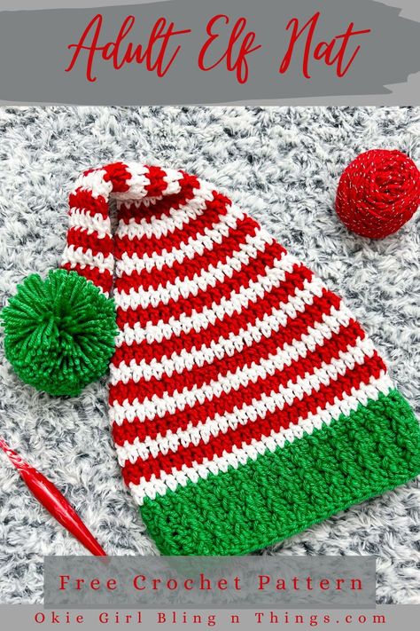 Crochet Pixie Elf Hat Pattern Free, Crochet Christmas Beanies Free Pattern, Santa Crochet Hat Pattern Free, Crochet Christmas Scarves Free Patterns, Chunky Crochet Santa Hat, Crochet Stocking Cap Pattern, Crochet Cindy Lou Who Hat, Lilo And Stitch Crochet Hats, Crocheted Santa Hat Free Pattern