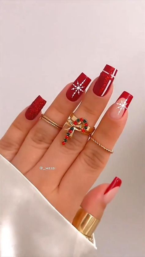 Red Christmas Nails, Red Acrylic Nails, Christmas Nails Easy, Christmas Gel Nails, Christmas Nails Acrylic, Short Acrylic Nails Designs, Nagel Inspo, Cat Kuku, Xmas Nails