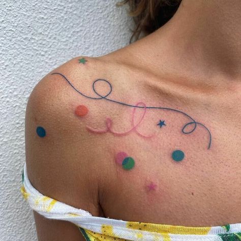 Abstract Tattoo Shoulder Tattoo Colorful, Colorful Shoulder Tattoo, Abstract Flower Tattoos, Collage Tattoo, Tattoo Lounge, Memory Tattoos, In Loving Memory Tattoos, Abstract Tattoo Ideas, Wanderlust Tattoo