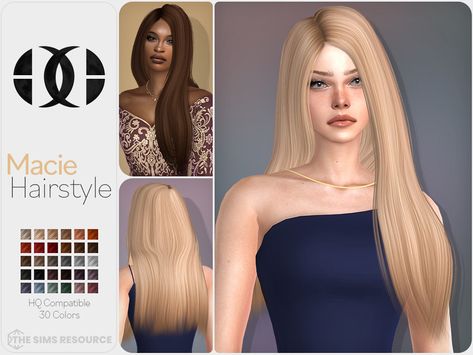 The Sims Resource - Macie Hairstyle Sims Cc Straight Hair, Sims 4 Hair Straight, Wavy Hair Sims 4, Medieval Hair, Hair Drawings, Ts4 Hair, Medieval Hairstyles, Cc Hair, Sims 4 Anime