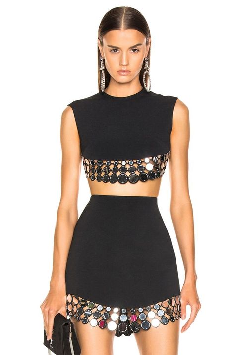 David Koma Circle Embellished Crop Top Embellished Crop Top, Skirt And Top, David Koma, Fabulous Fashion, Fancy Outfits, Stage Outfits, Skirt Fashion, Look Fashion, Classy Outfits