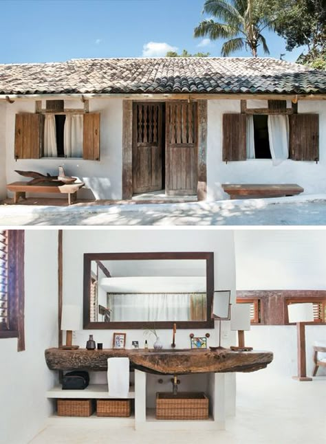 A RUSTIC CHIC BEACH HOUSE IN BRAZIL | the style files Casa Hobbit, Beach House Tour, Chic Beach House, Beach House Interior, Design Del Prodotto, Style At Home, Rustic Chic, Modern Bathroom Design, Design Case