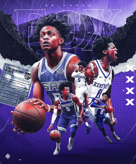 De'Aaron Fox | Sacramento Kings on Behance Nba Background, Kings Basketball, Nike Poster, Sports Design Ideas, Nba Basketball Art, Nba Art, Sports Design Inspiration, Basketball Workouts, Basketball Posters