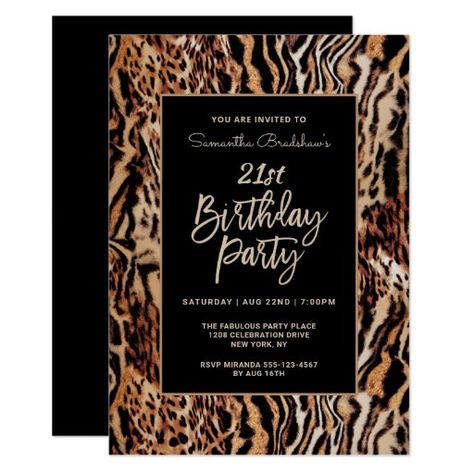 Animal Print Birthday Party, Bday Decor, 30th Birthday Party Invitations, 40th Birthday Party Invites, Animal Print Party, 21st Birthday Party, 21st Party, 21st Birthday Invitations, 30th Birthday Party