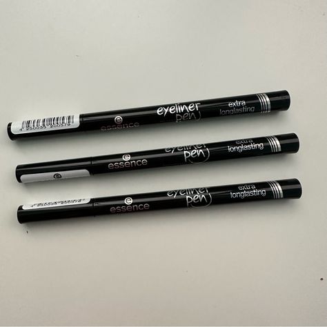 Set Of Three Essence Eyeliner Pen Pens Extra Long Lasting, Eyeliner Pen For A Precise Line Colour Intense And Smudge Proof Never Used Vegan If You Have Any Questions, Please Let Me Know Essence Eyeliner Pen, Essence Eyeliner, Makeup Pallettes, Pen Eyeliner, Essence Makeup, Long Lasting Eyeliner, Colored Eyeliner, Eyeliner Pen, Black Travel