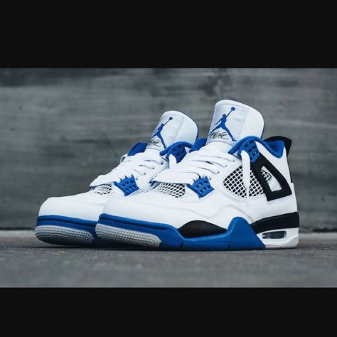 Air Jordan Shoes | Jordon Motorsport 4s Size 6 | Color: Blue/White | Size: 6 Sepatu Air Jordan, Zapatillas Nike Jordan, Обувь Air Jordan, Skor Sneakers, Trendy Shoes Sneakers, Dr Shoes, Nike Fashion Shoes, Jordan Shoes Girls, Jordan Shoes Retro