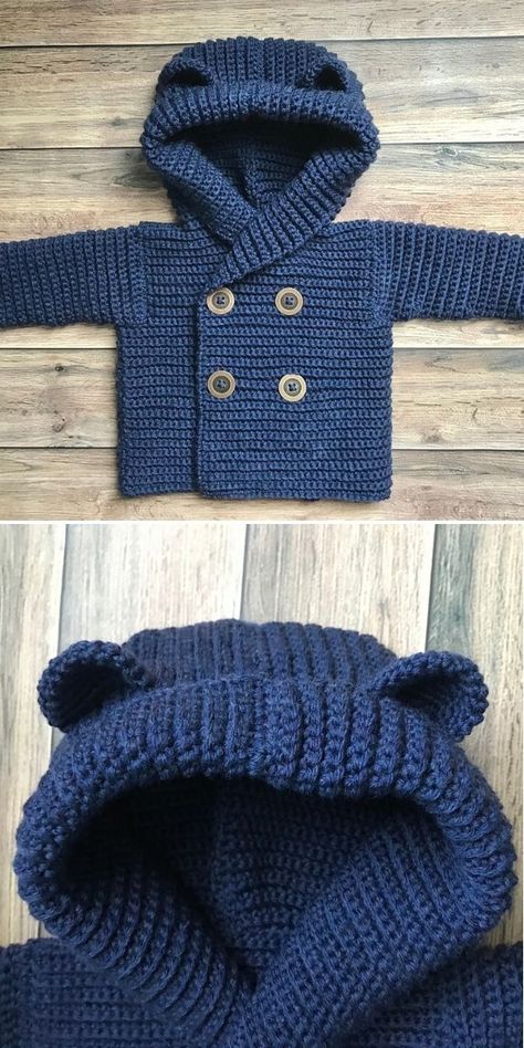 Free Crochet Patterns For Kids, Crochet Toddler Sweater, Baby Jas, Baby Boy Knitting Patterns Free, Boy Crochet Patterns, Crochet Patterns Baby Boy, Crochet Baby Sweater Pattern, Crochet Baby Jacket, Crochet Baby Sweaters