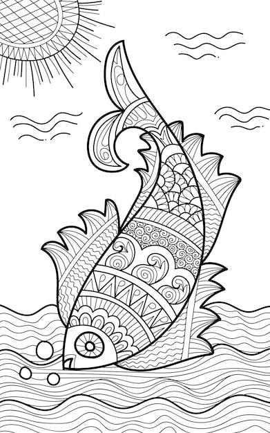 Fall Zentangle, Zentangle Fish, Zentangle Coloring Pages, Aesthetic Coloring Pages, Stained Glass Mosaic Patterns, Fish Coloring, Mindfulness Colouring, Fall Canvas Painting, Fish Coloring Page