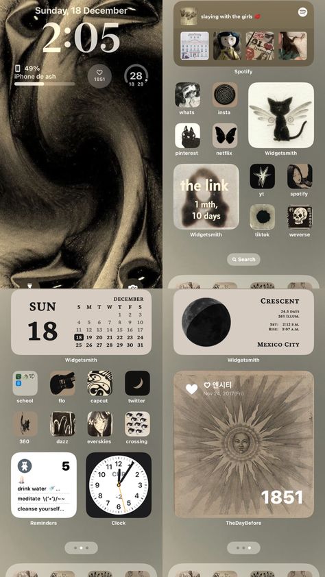 Iphone Customization Ideas Anime, Iphone 13 Widgets, Iphone Customized Home Screen, Layout Phone Ideas, Phone Aesthetic Layout, Iphone Layout Ideas, Whatsapp Theme, Iphone Ideas, Phone Layouts