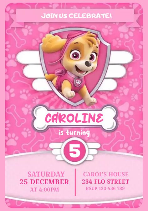 Create the perfect design by customizing easy to use templates in MINUTES! Easily convert your image designs into videos or vice versa! Browse through effective promotional flyers, posters, social media graphics and videos. Download web quality graphics for free! Prices start at $2.99 ONLY. Paw Patrol Party Invites Free Printable, Paw Patrol Invitations Free Template, Paw Patrol Birthday Party Invitations, Paw Patrol Party Invitations, Paw Patrol Birthday Invitations, Church Branding, Skye Paw, Invitation Design Template, Paw Patrol Birthday Party