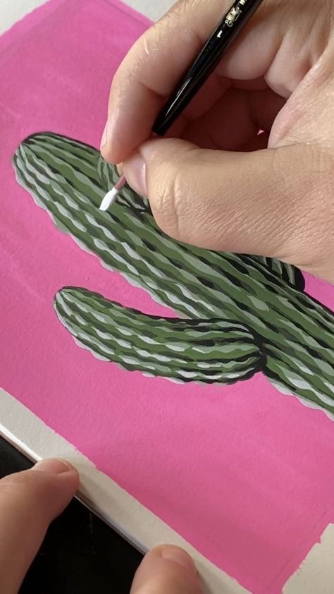 Pintura A Guache, Philip Boelter, Cactus Paintings, Posca Marker, Cactus Painting, Cute Canvas Paintings, Easy Canvas Art, Gouache Art, Soyut Sanat Tabloları