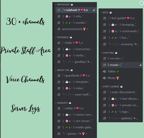 Discord Server Category Ideas, Discord Servers Aesthetic, Discord Role Ideas Aesthetic, Discord Server Layout Channels, Discord Server Templates Aesthetic, Discord Server Ideas Channels, Discord Category Ideas, Discord Rp Server, Discord Channel Layouts