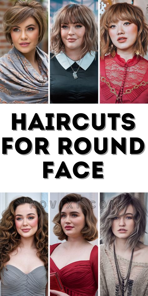 Discover 33 round face haircuts featuring short hair, long layers, medium length styles, and curly hair ideas to flatter your face shape. Perfect for every hair length! Long Bob Thick Hair Round Face, Long Layers Medium Length, Short Hair Long Layers, Medium Hair With Layers, Curly Medium Hair, Hair Long Layers, Short Thick Hair, Medium Length Styles, Medium Brunette Hair