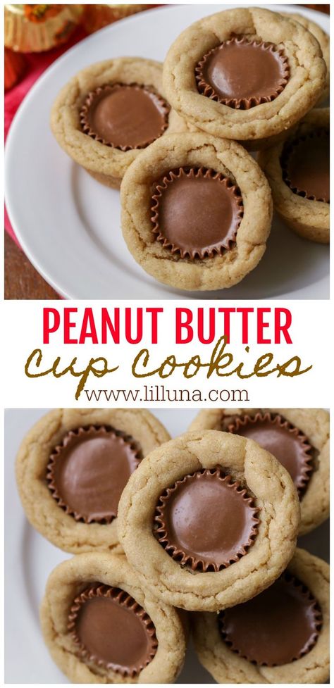 There's nothing better than a chewy golden cookie cup filled with peanut butter and chocolate! Our family LOVES these Reese's Peanut Butter Cup Cookies! They're so simple to make, and SO yummy! Cookies With Reeses Cups, Reese's Peanut Butter Cup Cookies, Cookie Peanut Butter, Golden Cookie, Cup Cookie, Cup Cookies, Peanut Butter Cup Cookies, Reeses Cups, Peanut Butter Cup