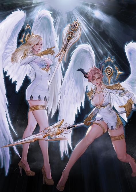 Angel Armor, Female Angel, Female Armor, Angel Warrior, Anime Devil, New Fantasy, Game Illustration, Angel And Devil, Angel Pictures