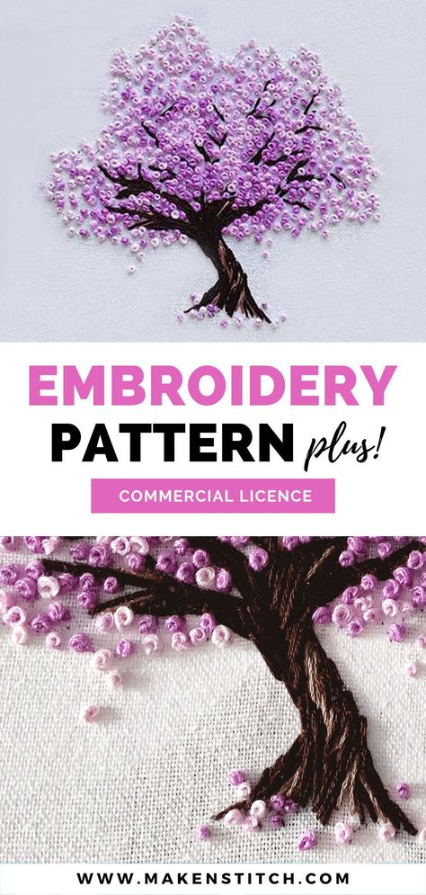 Become the master of French Knots with this stunning embroidery pattern! Perfect addition to your art wall. French Knot Embroidery Art, French Knot Embroidery Tree, Embroidery French Knot Ideas, French Knot Motifs, French Embroidery Designs, Embroidery Designs French Knot, French Knot Embroidery Motifs, French Knot Embroidery Designs Ideas Free Pattern, French Notes Embroidery