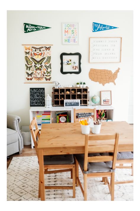 Homeschool Room Ideas At Home, Homeschool Classroom Setup, Organization Homeschool, Homeschool Room Ideas, Homeschool Room Decor, Homeschool Room Design, Homeschool Room Organization, Landing Area, Homeschool Decor