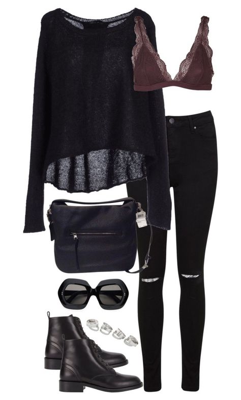 "Untitled #3263" by meandelstyle ❤ liked on Polyvore featuring Miss Selfridge, Pinko, Topshop, Coach, Yves Saint Laurent and Quay Svarta Outfits, Moon Vibes, Boot Outfits, Look Boho Chic, 40s Style, Black Clothes, Fashion Goals, Edgy Chic, Populaire Outfits