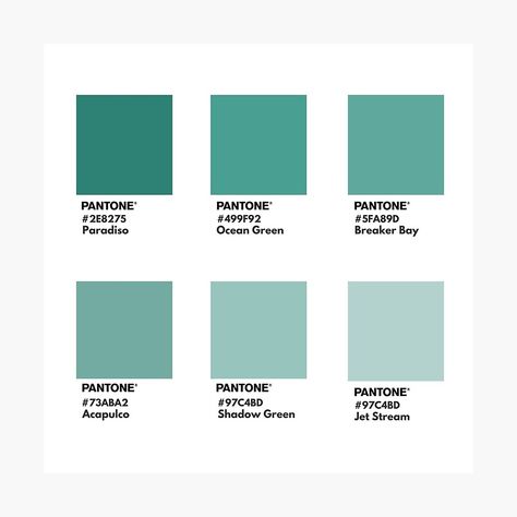 "Blue green pantone color swatch" Poster by softlycarol | Redbubble Pantone Blue Green, Ocean Green Color, Blue Swatches, Fall Paint Colors, Green Pantone, Pantone Green, Zyla Colors, Greenish Blue Color, Pantone Color Chart