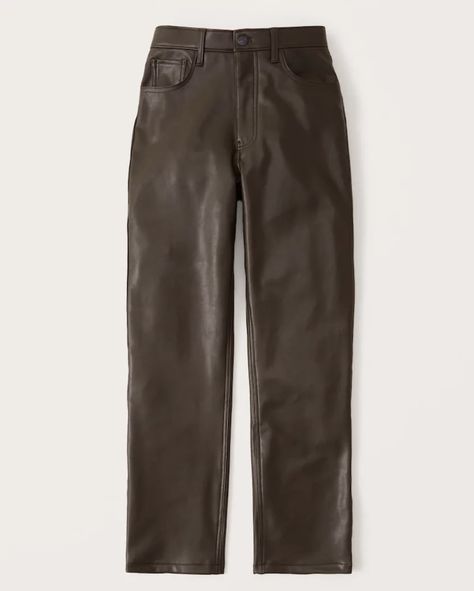 A '90s-Inspired Pant: Abercrombie Vegan Leather '90s Straight Pants Lauren Kay Sims, Faux Shearling Vest, Brown Leather Pants, Shearling Vest, Thanksgiving Outfit, Trending Fashion, High Rise Pants, Fashion Color, Faux Leather Pants