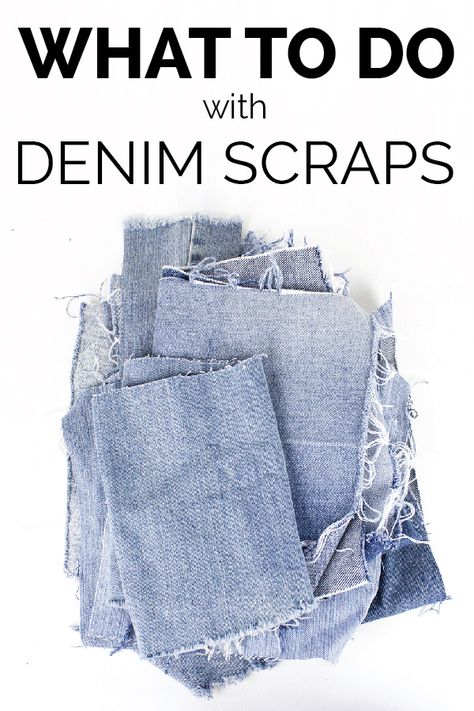 We all have some denim scraps hidden some place from an old pair of jeans we made short with. Do you wonder what to do with it? It's time for repurposing! Click the link to get some great diy ideas Diy Old Jeans Projects, What To Do With Denim Scraps, What To Do With Jean Scraps, Denim Scraps Ideas Upcycle, Jean Scraps Diy Projects, Denim Scraps Ideas, Jean Blanket, Jeans Recycle Ideas, Recycled Denim Projects