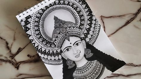 Zentangle Doodle Art, Maa Saraswati, Baby Buddha, Mandala Art Therapy, Hindu Goddess, Mandala Art Lesson, Art Mandala, Zentangle Drawings, Art Youtube