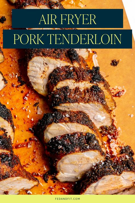 Sliced air fryer pork tenderloin sits on an orange colored cuttingboard. How To Cook Pork Tenderloin In Air Fryer, Air Fryer Pork Roast Recipes, Boneless Pork Loin Air Fryer Recipe, Air Fryer Rotisserie Pork Tenderloin, Pork Tenderloin Recipes Air Fryer, Best Pork Tenderloin Recipe Air Fryer, Pork Loin Filet Air Fryer, Tenderloin Air Fryer, Hormel Pork Tenderloin Air Fryer