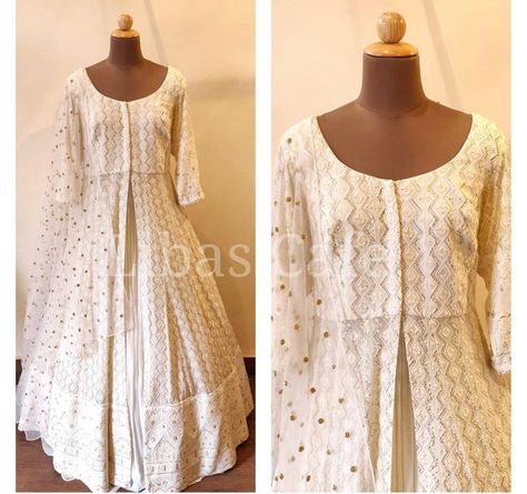 Gown Indian Wedding, Chikankari Anarkali, Indian Dresses For Women, Gown Indian, Indian Wedding Lehenga, Haldi Outfits, Gown Party Wear, Mother Daughter Dress, India Dress